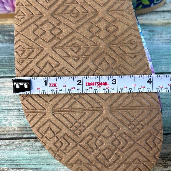 Comfortview The Maxi Footbed Slide Sandal Womens 9 Extra Wide Blue Floral Casual - Picture 9 of 11